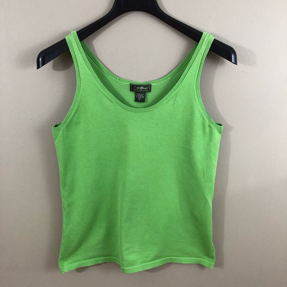 Lime Green Stretch Pima Cotton Tank Top - Tall L